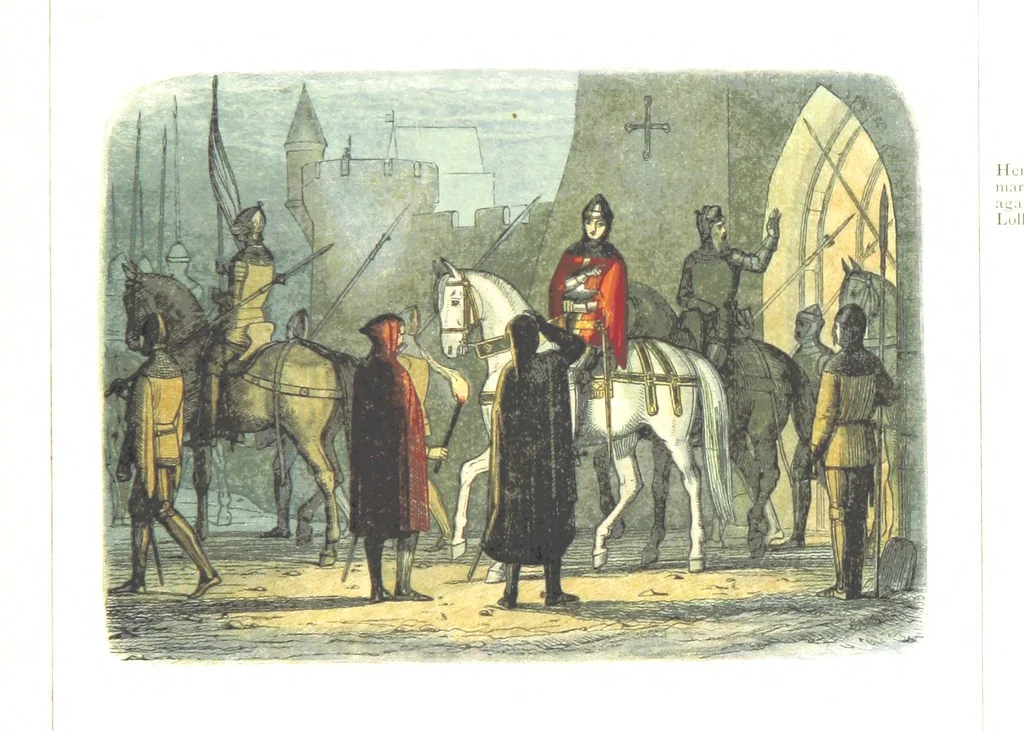 An illustration from A Chronicle of England B.C. 55-A.D. 1485, written and illustrated by J. E. D. The designs engraved and printed in colours by E. Evans. F.P, 1864, leaf 379