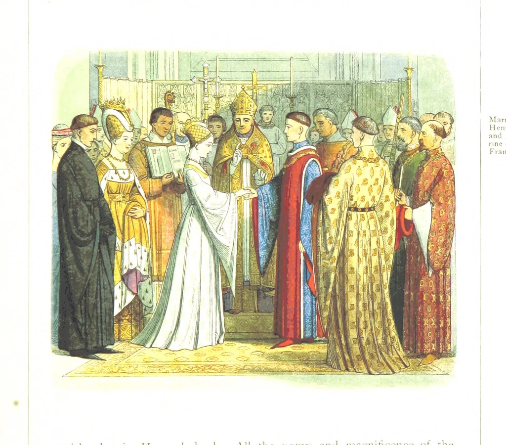 An illustration from A Chronicle of England B.C. 55-A.D. 1485, written and illustrated by J. E. D. The designs engraved and printed in colours by E. Evans. F.P, 1864, leaf 389