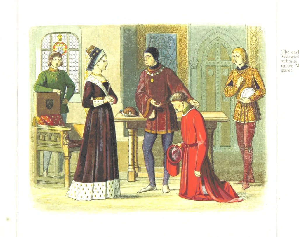 An illustration from A Chronicle of England B.C. 55-A.D. 1485, written and illustrated by J. E. D. The designs engraved and printed in colours by E. Evans. F.P, 1864, leaf 433