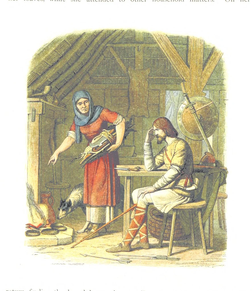 An illustration from A Chronicle of England B.C. 55-A.D. 1485, written and illustrated by J. E. D. The designs engraved and printed in colours by E. Evans. F.P, 1864, leaf 66