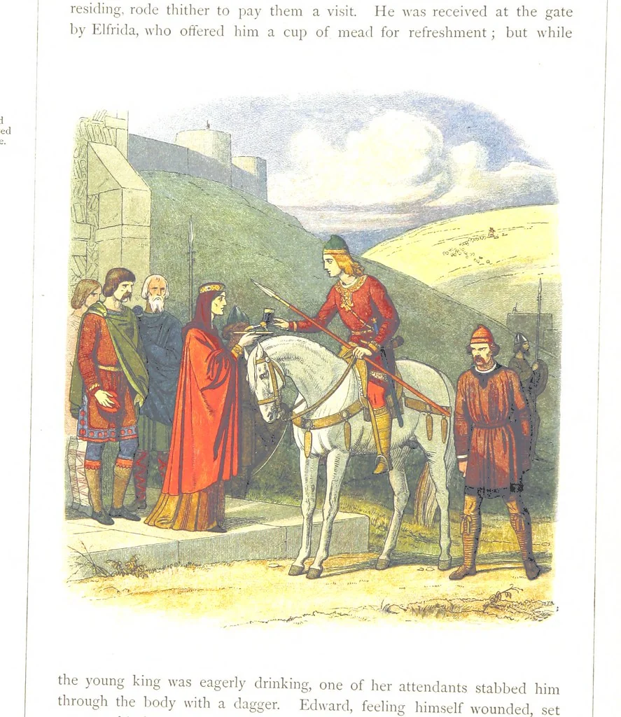 An illustration from A Chronicle of England B.C. 55-A.D. 1485, written and illustrated by J. E. D. The designs engraved and printed in colours by E. Evans. F.P, 1864, leaf 88