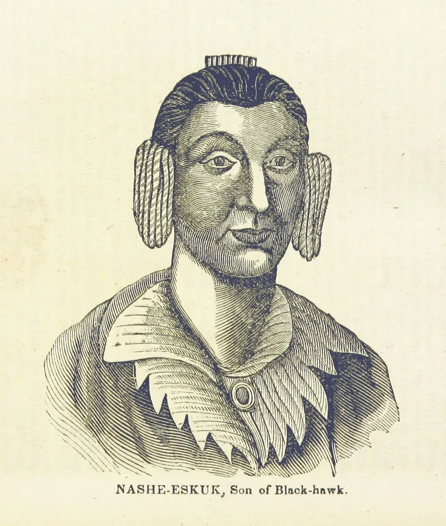An illustration from Biography and History of the Indians of North America ... also a history of their wars ... Likewise exhibiting an analysis of the ... authors, who have written upon ... the first peopling of America. Third edition, with ... additions ... corrections and ... engravings, 1837, leaf 608