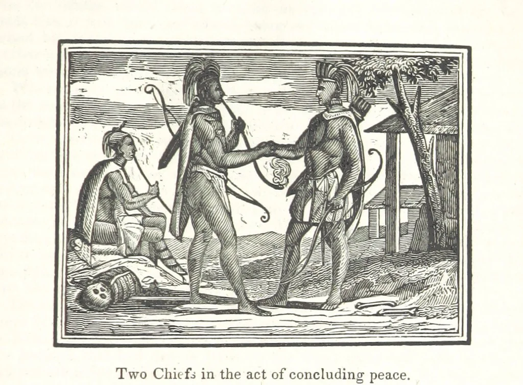 An illustration from Biography and History of the Indians of North America ... also a history of their wars ... Likewise exhibiting an analysis of the ... authors, who have written upon ... the first peopling of America. Third edition, with ... additions ... corrections and ... engravings, 1837, leaf 617
