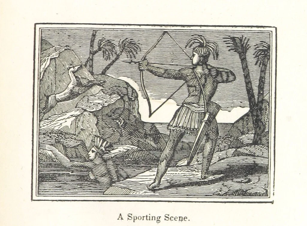 An illustration from Biography and History of the Indians of North America ... also a history of their wars ... Likewise exhibiting an analysis of the ... authors, who have written upon ... the first peopling of America. Third edition, with ... additions ... corrections and ... engravings, 1837, leaf 77