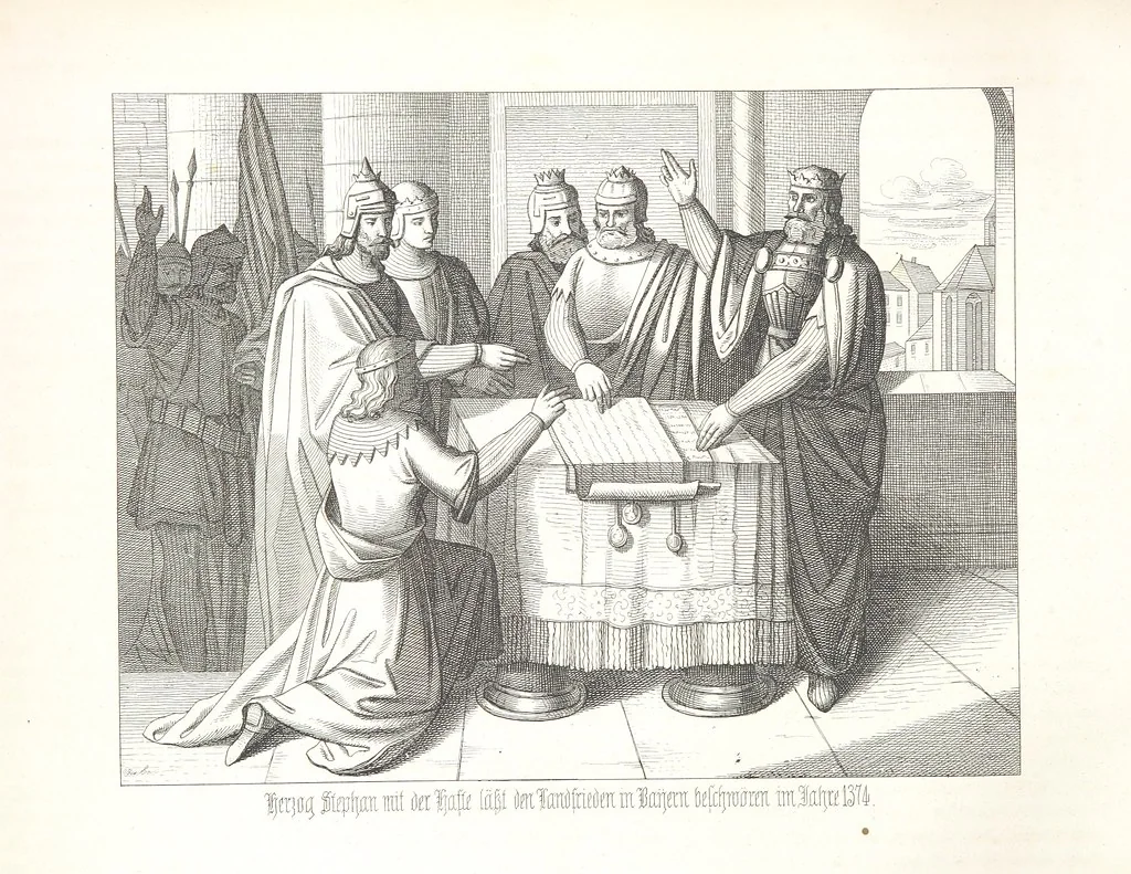 An illustration from Geschichte von Bayern und der zum Königreiche Bayern gehörigen Provinzen Rheinpfalz, Franken u. Schwaben in 120 Bildern mit erklärendem Texte, 1853, leaf 208