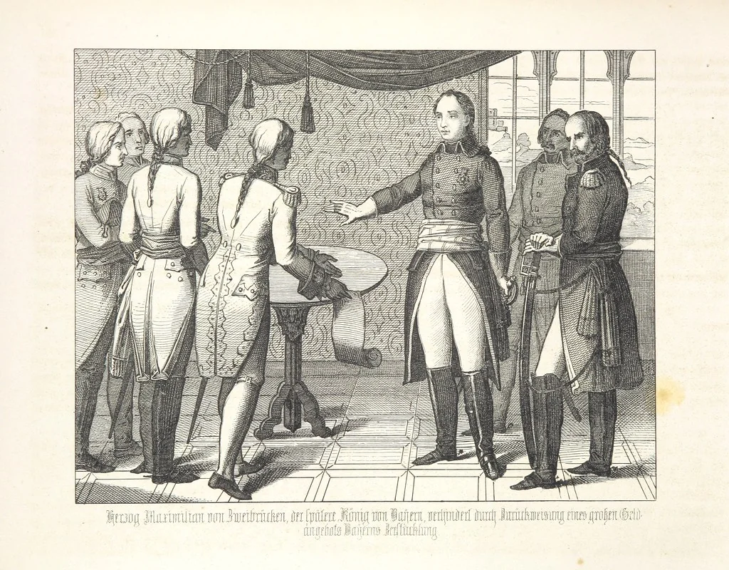An illustration from Geschichte von Bayern und der zum Königreiche Bayern gehörigen Provinzen Rheinpfalz, Franken u. Schwaben in 120 Bildern mit erklärendem Texte, 1853, leaf 496