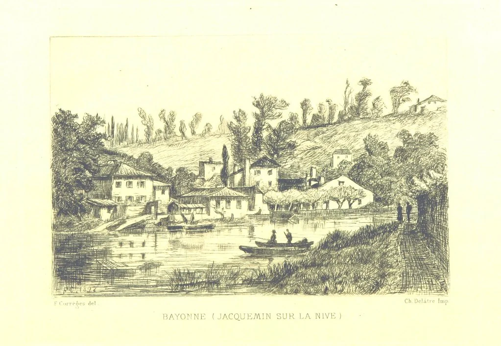 An illustration from Bayonne historique et pittoresque ... Illustrations à l'eau-forte par F. Corrèges, 1893, leaf 98
