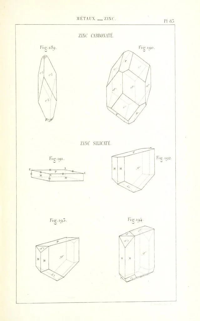An illustration from Traité de Minéralogie, 1855, leaf 155