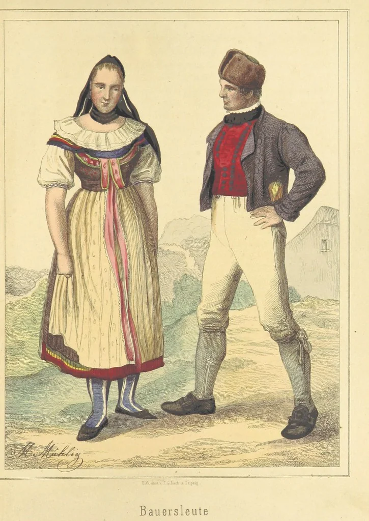 An illustration from Das Deutsche Volk in seinen Mundarten, Sitten, Gebräuchen, Festen und Trachten ... Mit 50 kolorirten Bildern, 1847, leaf 215