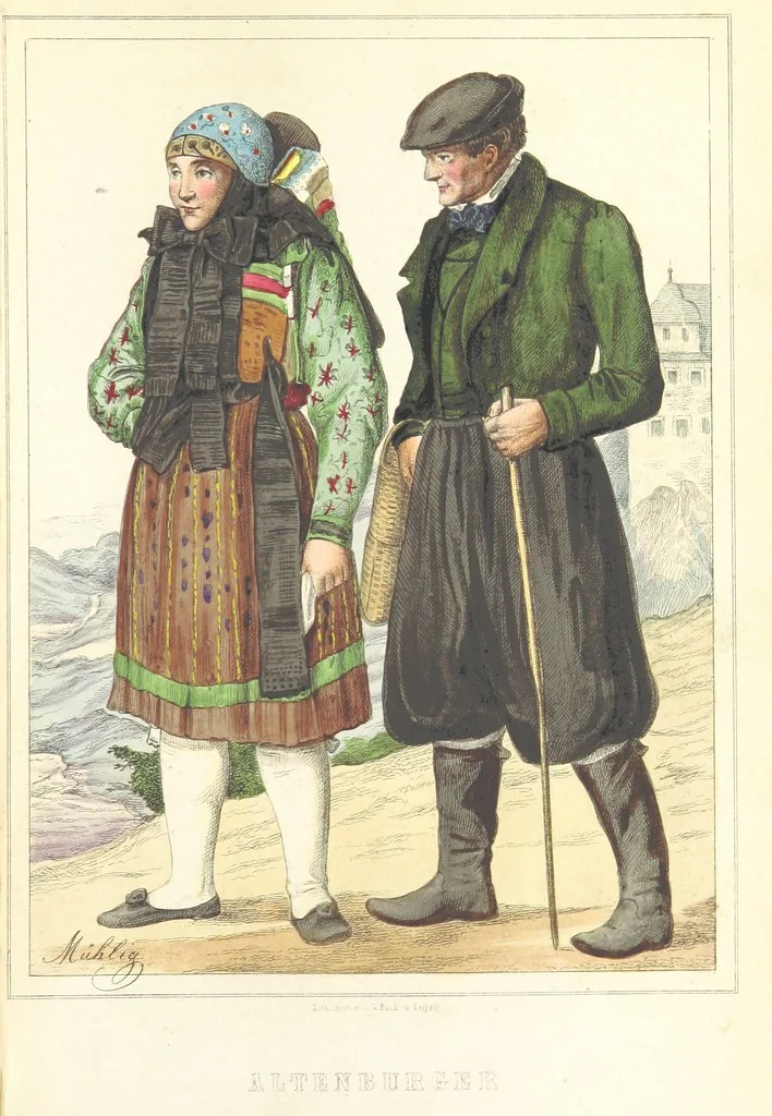 An illustration from Das Deutsche Volk in seinen Mundarten, Sitten, Gebräuchen, Festen und Trachten ... Mit 50 kolorirten Bildern, 1847, leaf 293
