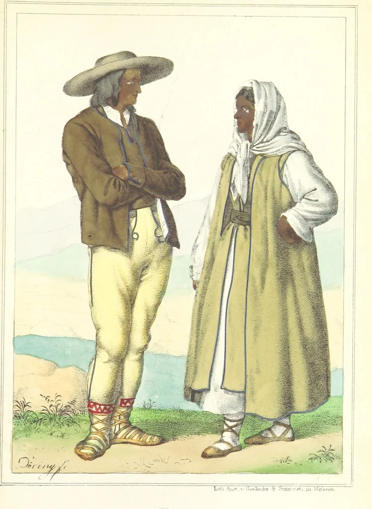 An illustration from Das Deutsche Volk in seinen Mundarten, Sitten, Gebräuchen, Festen und Trachten ... Mit 50 kolorirten Bildern, 1847, leaf 381