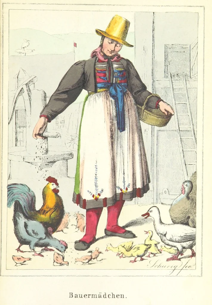 An illustration from Das Deutsche Volk in seinen Mundarten, Sitten, Gebräuchen, Festen und Trachten ... Mit 50 kolorirten Bildern, 1847, leaf 417