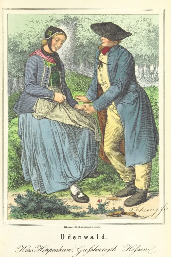 An illustration from Das Deutsche Volk in seinen Mundarten, Sitten, Gebräuchen, Festen und Trachten ... Mit 50 kolorirten Bildern, 1847, leaf 421