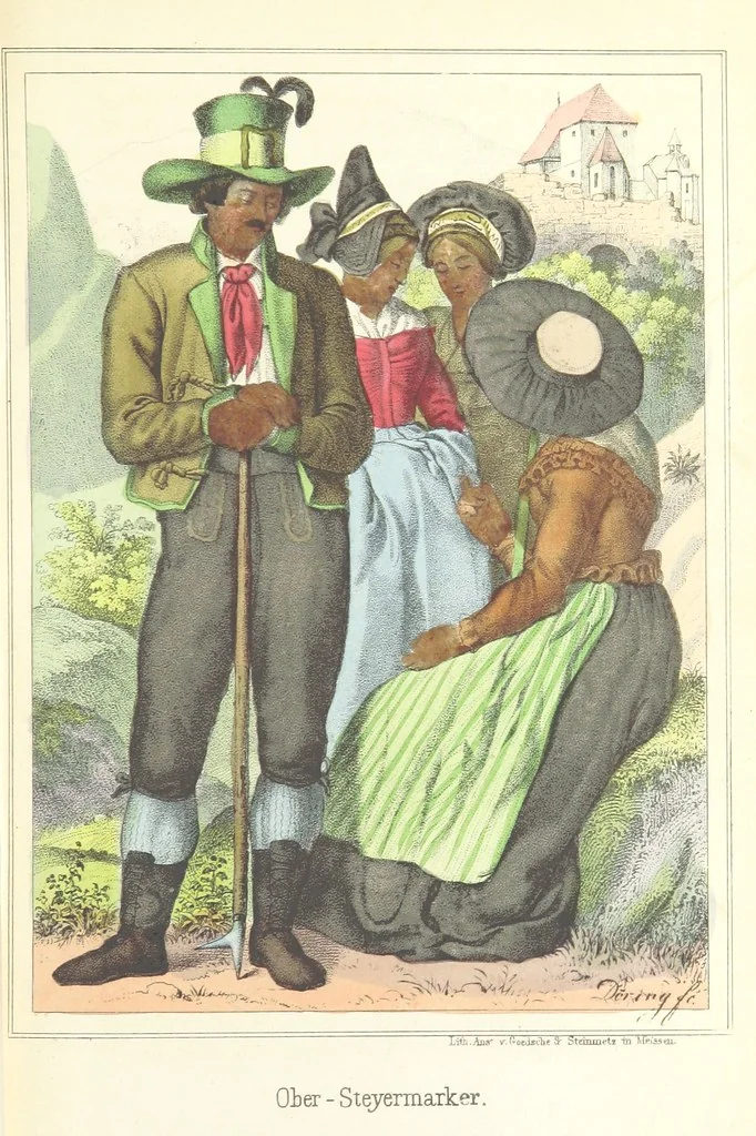 An illustration from Das Deutsche Volk in seinen Mundarten, Sitten, Gebräuchen, Festen und Trachten ... Mit 50 kolorirten Bildern, 1847, leaf 63
