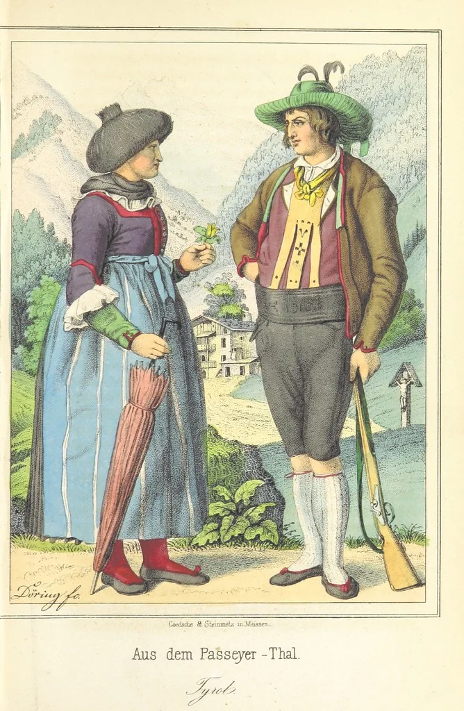 An illustration from Das Deutsche Volk in seinen Mundarten, Sitten, Gebräuchen, Festen und Trachten ... Mit 50 kolorirten Bildern, 1847, leaf 85