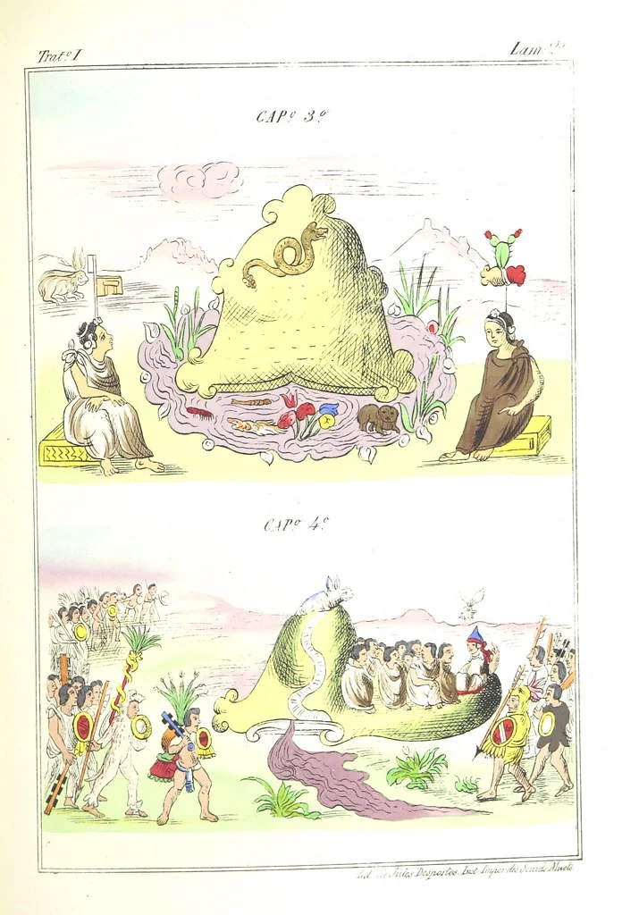 An illustration from Historia de las Indias de Nueva-España y islas de Tierra Firme ... La publica con un atlas, notas, y ilustraciones J. F. Ramirez, etc, 1867, leaf 501