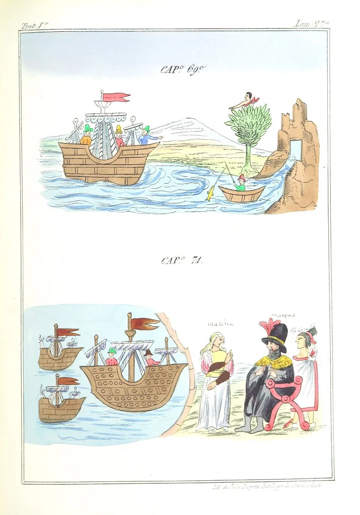 An illustration from Historia de las Indias de Nueva-España y islas de Tierra Firme ... La publica con un atlas, notas, y ilustraciones J. F. Ramirez, etc, 1867, leaf 551
