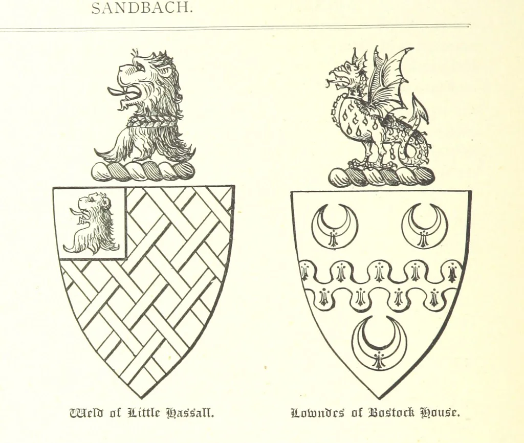 An illustration from The History of the Ancient Parish of Sandbach, Co. Chester, including the two Chapelries of Holmes Chapel and Goostrey, etc, 1890, leaf 144