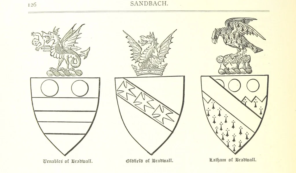 An illustration from The History of the Ancient Parish of Sandbach, Co. Chester, including the two Chapelries of Holmes Chapel and Goostrey, etc, 1890, leaf 156
