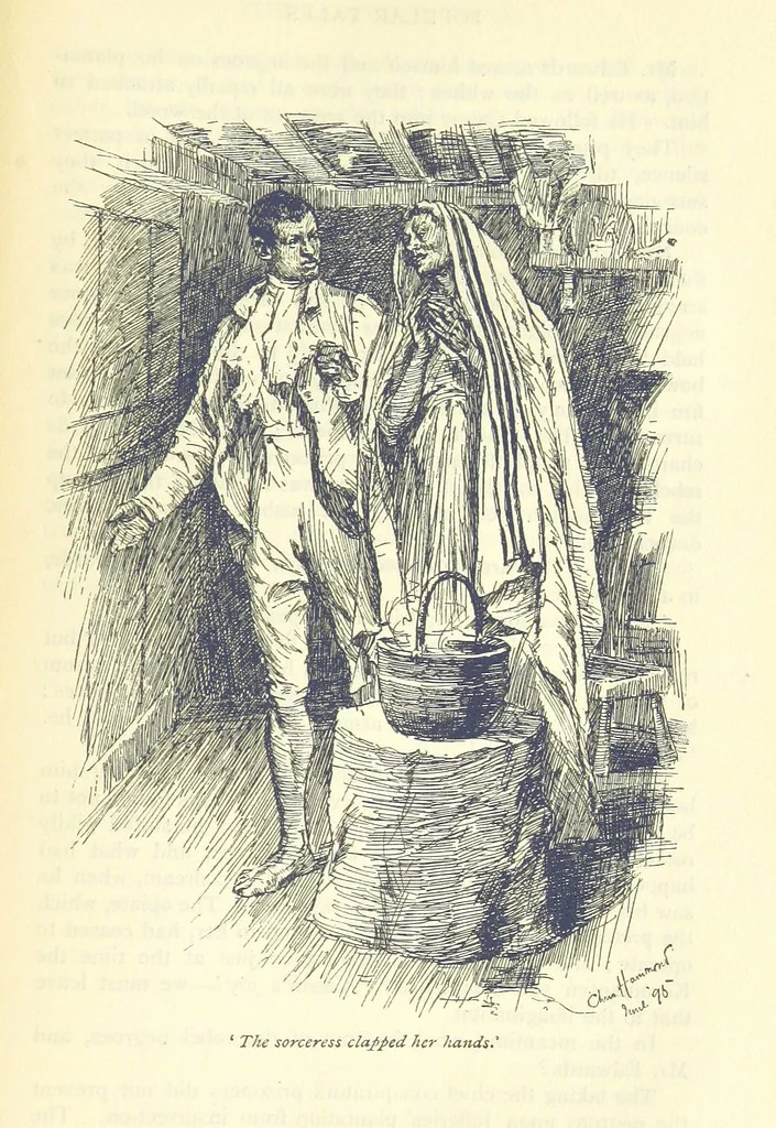 An illustration from Popular Tales ... Illustrated by ... C. Hammond. With an introduction by Anne Thackeray Ritchie, 1895, leaf 463