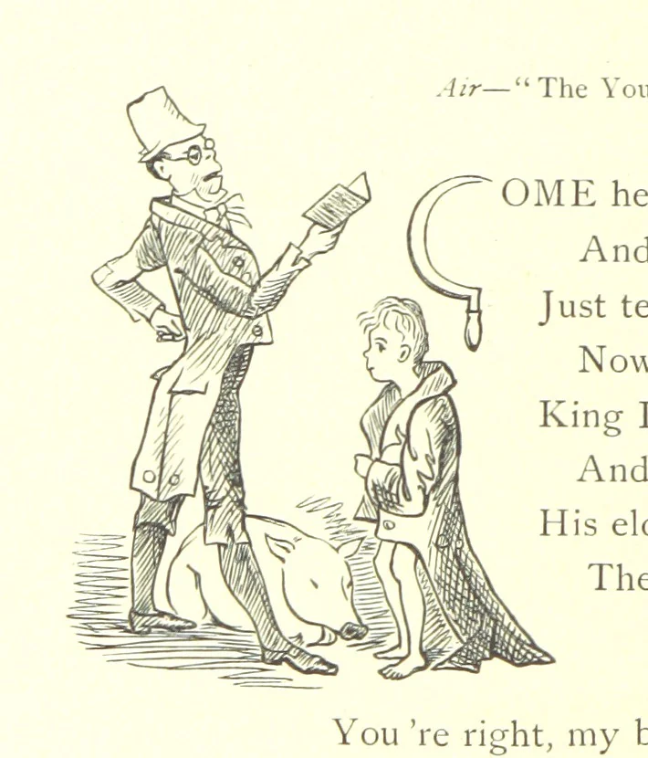 An illustration from Lays of the Colleges, being a collection of songs and verses by members of the Æsculapian, Medico-Chirurgical and other Professional Clubs in Edinburgh, 1886, leaf 246