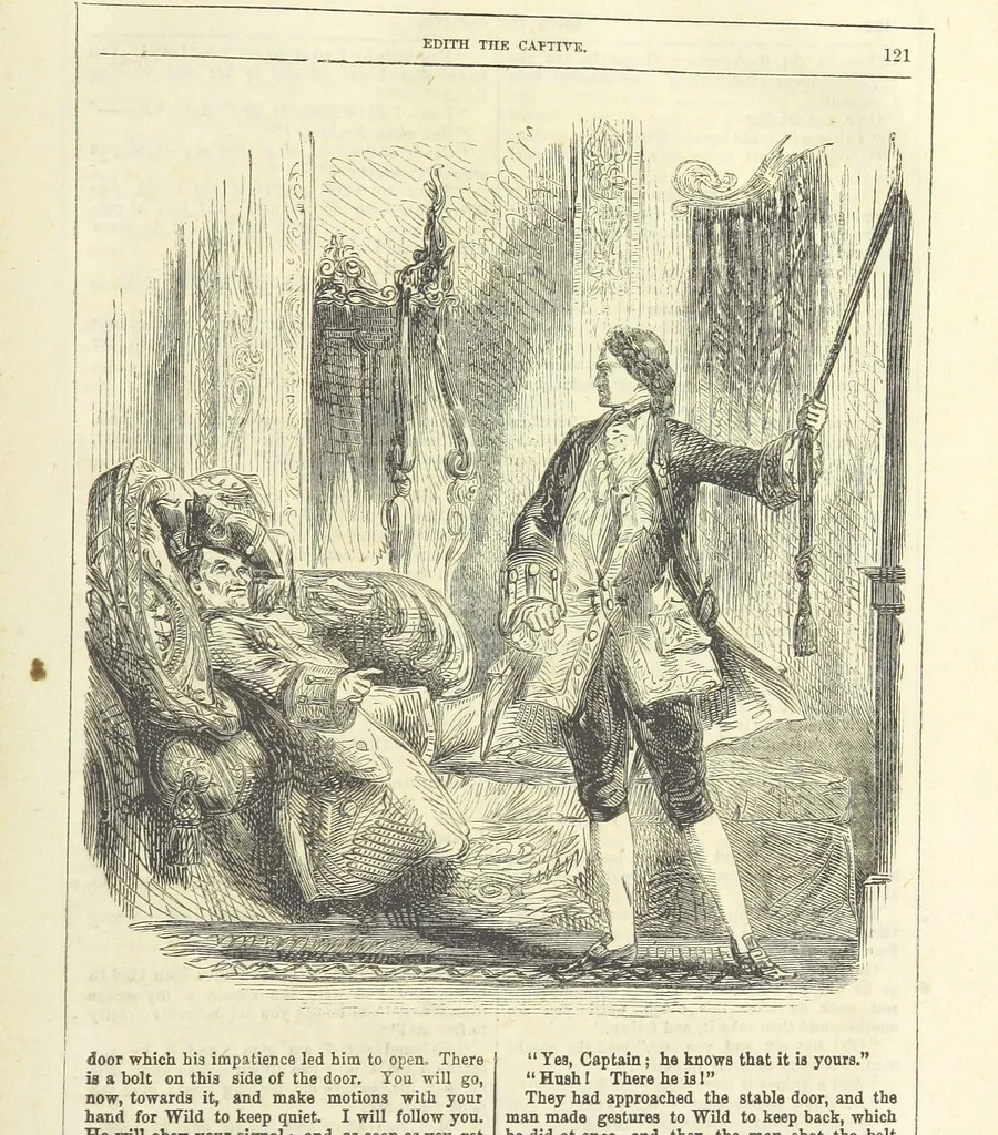 An illustration from Edith the Captive; or, the Robbers of Epping Forest. By the author of “Jane Brightwell,” [i.e. J. M. Rymer.] etc, 1861, leaf 133