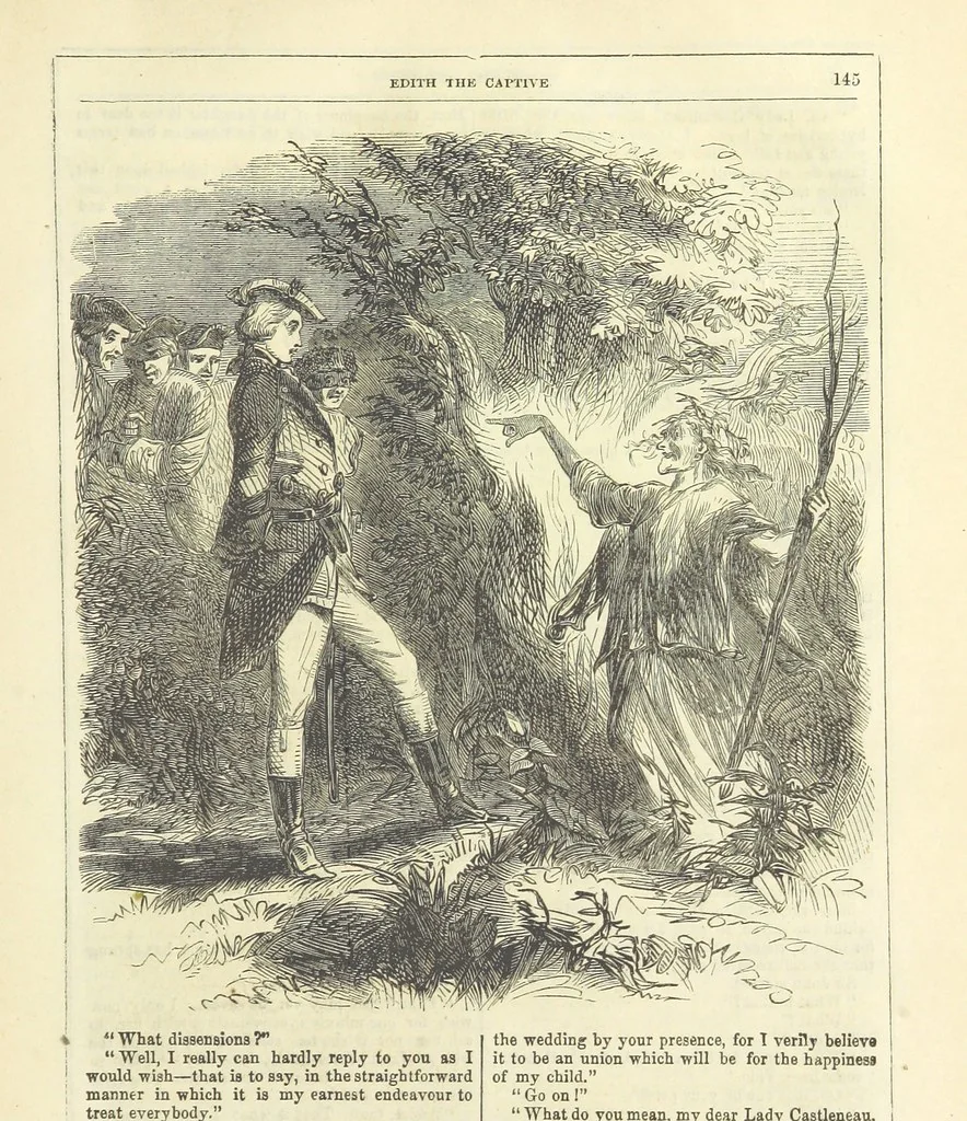 An illustration from Edith the Captive; or, the Robbers of Epping Forest. By the author of “Jane Brightwell,” [i.e. J. M. Rymer.] etc, 1861, leaf 157