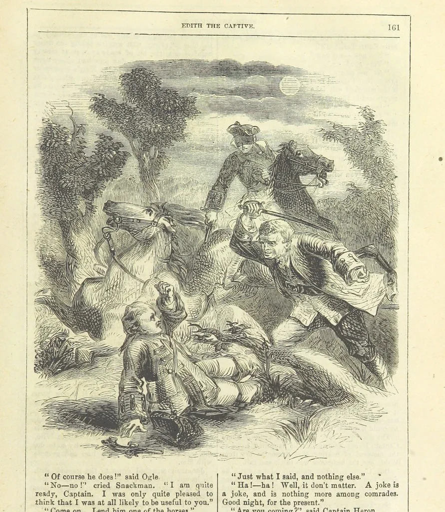 An illustration from Edith the Captive; or, the Robbers of Epping Forest. By the author of “Jane Brightwell,” [i.e. J. M. Rymer.] etc, 1861, leaf 173