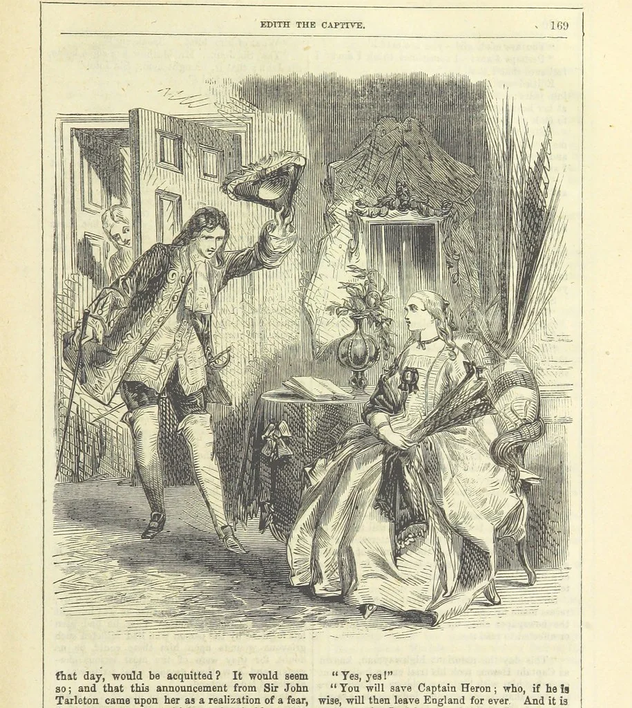 An illustration from Edith the Captive; or, the Robbers of Epping Forest. By the author of “Jane Brightwell,” [i.e. J. M. Rymer.] etc, 1861, leaf 181