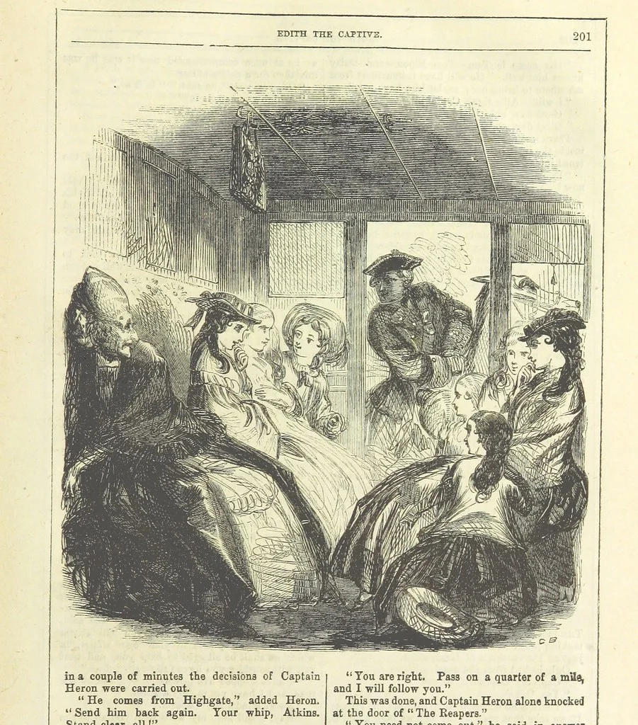 An illustration from Edith the Captive; or, the Robbers of Epping Forest. By the author of “Jane Brightwell,” [i.e. J. M. Rymer.] etc, 1861, leaf 213