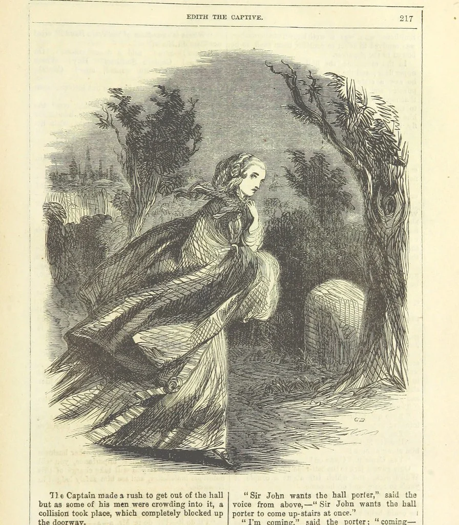 An illustration from Edith the Captive; or, the Robbers of Epping Forest. By the author of “Jane Brightwell,” [i.e. J. M. Rymer.] etc, 1861, leaf 229