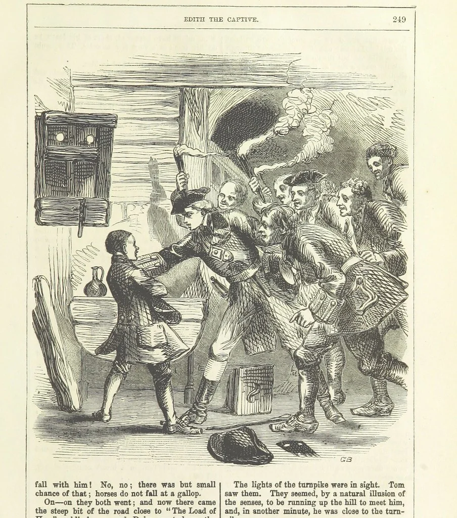 An illustration from Edith the Captive; or, the Robbers of Epping Forest. By the author of “Jane Brightwell,” [i.e. J. M. Rymer.] etc, 1861, leaf 261