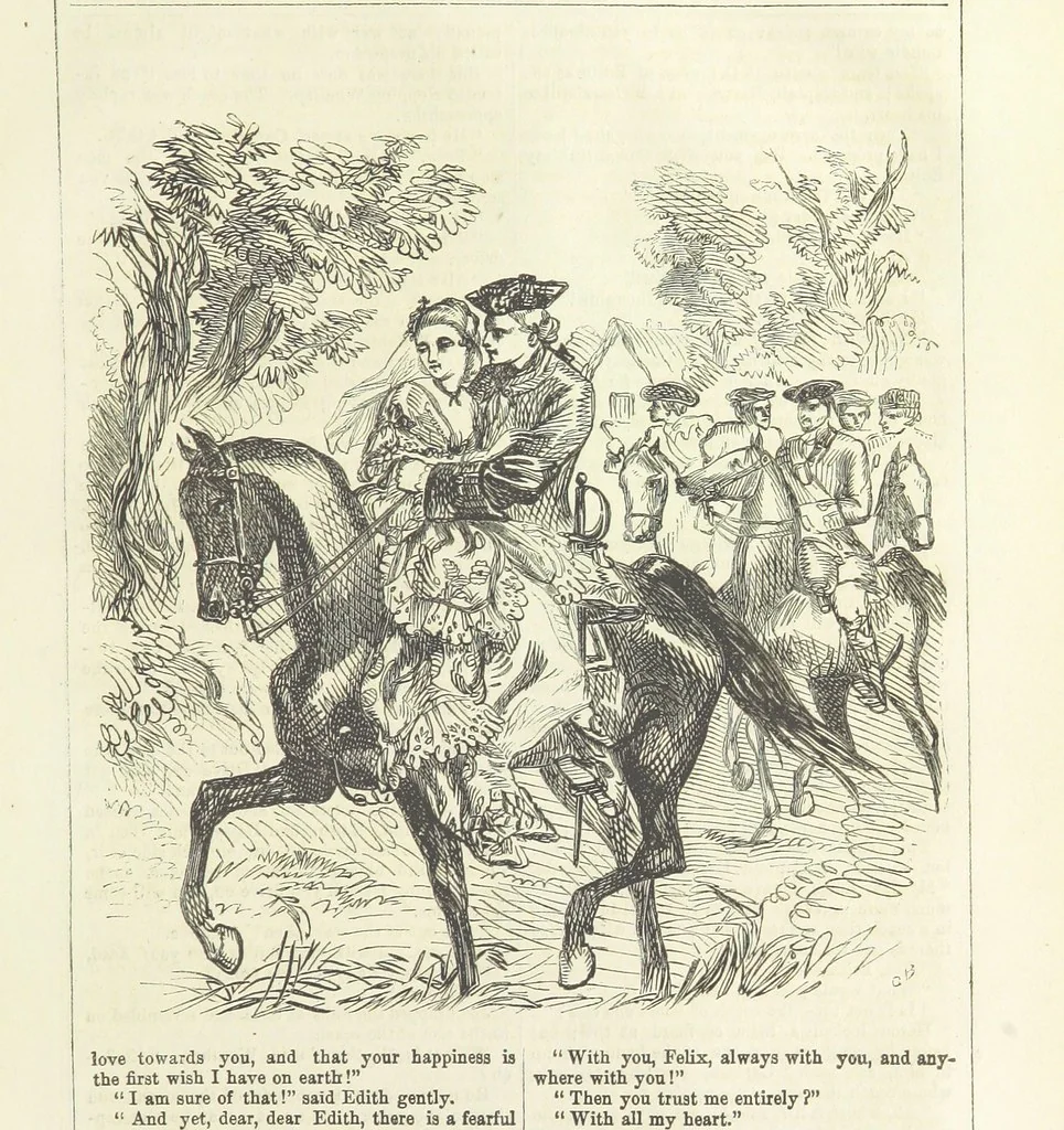 An illustration from Edith the Captive; or, the Robbers of Epping Forest. By the author of “Jane Brightwell,” [i.e. J. M. Rymer.] etc, 1861, leaf 277