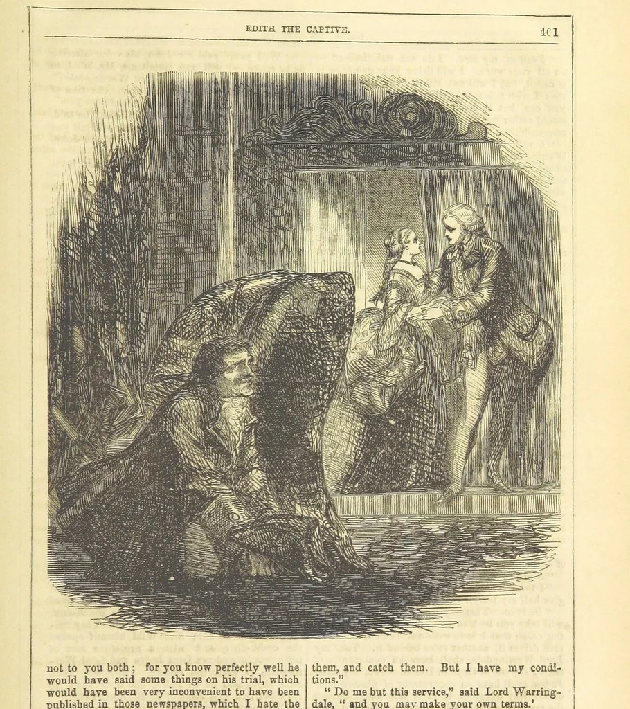An illustration from Edith the Captive; or, the Robbers of Epping Forest. By the author of “Jane Brightwell,” [i.e. J. M. Rymer.] etc, 1861, leaf 413