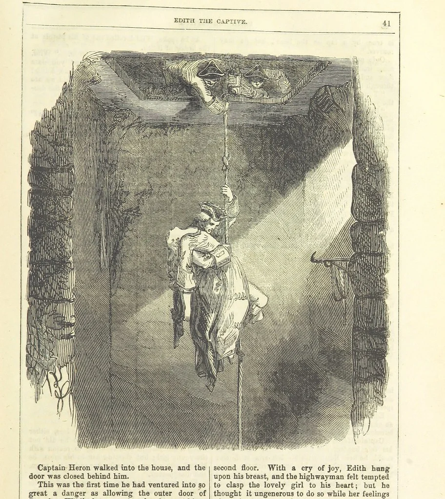 An illustration from Edith the Captive; or, the Robbers of Epping Forest. By the author of “Jane Brightwell,” [i.e. J. M. Rymer.] etc, 1861, leaf 53