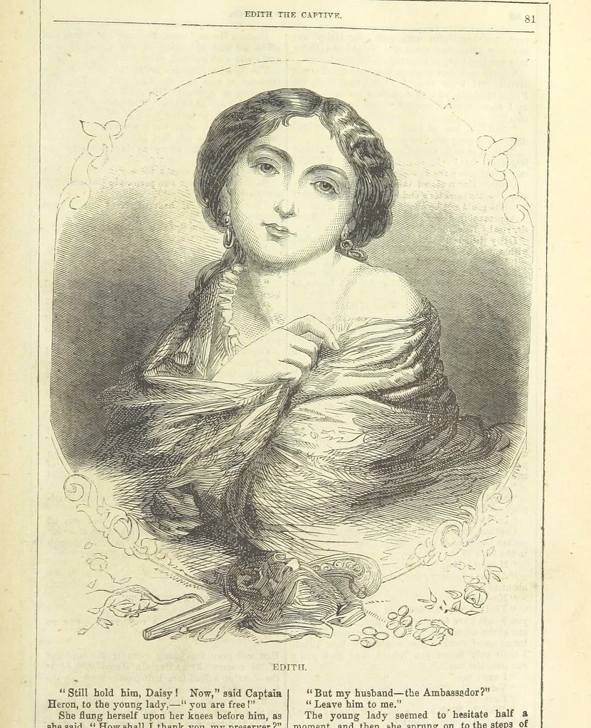 An illustration from Edith the Captive; or, the Robbers of Epping Forest. By the author of “Jane Brightwell,” [i.e. J. M. Rymer.] etc, 1861, leaf 93