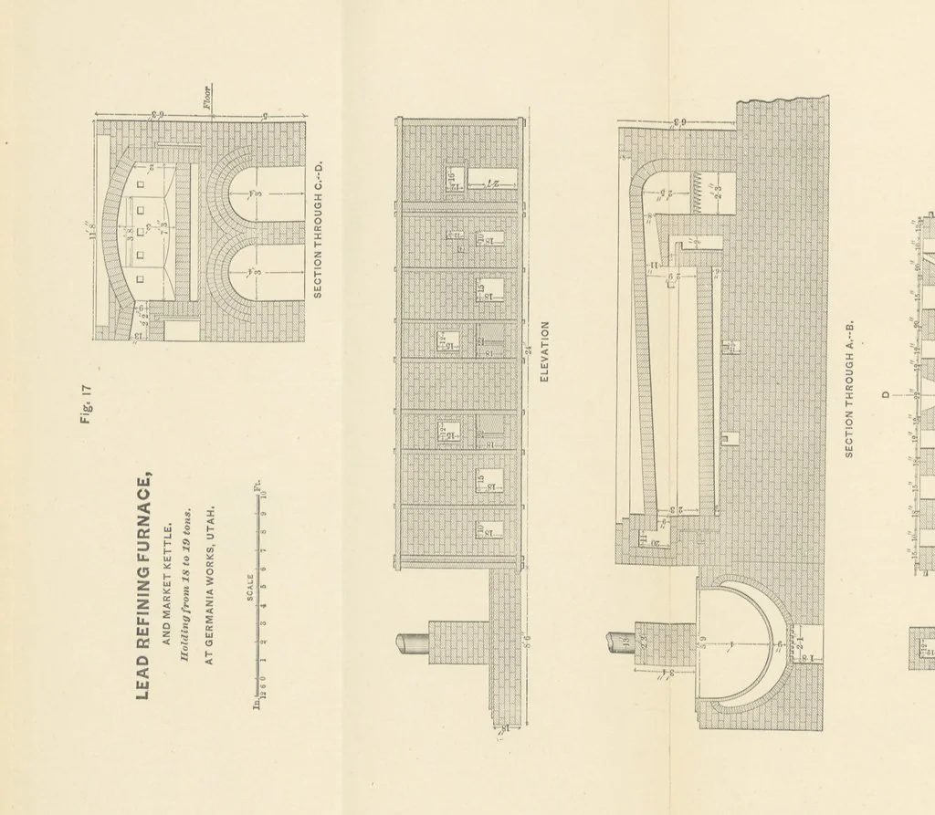 An illustration from The Metallurgy of Silver, Gold, and Mercury in the United States, 1887, leaf 122