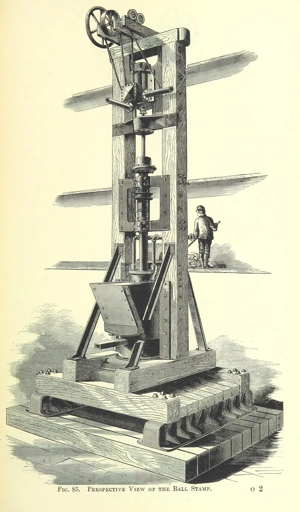 An illustration from The Metallurgy of Silver, Gold, and Mercury in the United States, 1887, leaf 243
