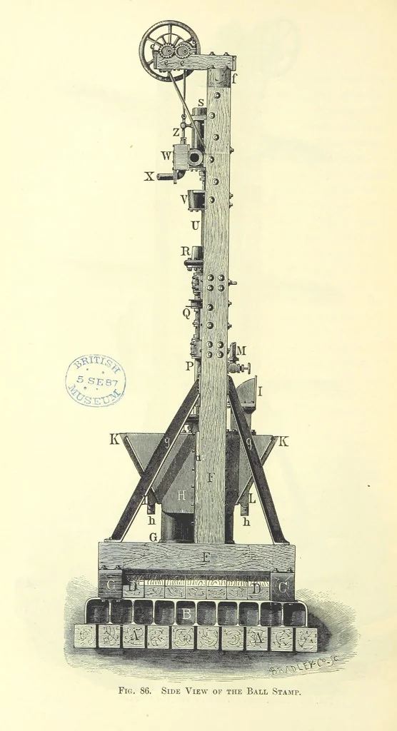 An illustration from The Metallurgy of Silver, Gold, and Mercury in the United States, 1887, leaf 244