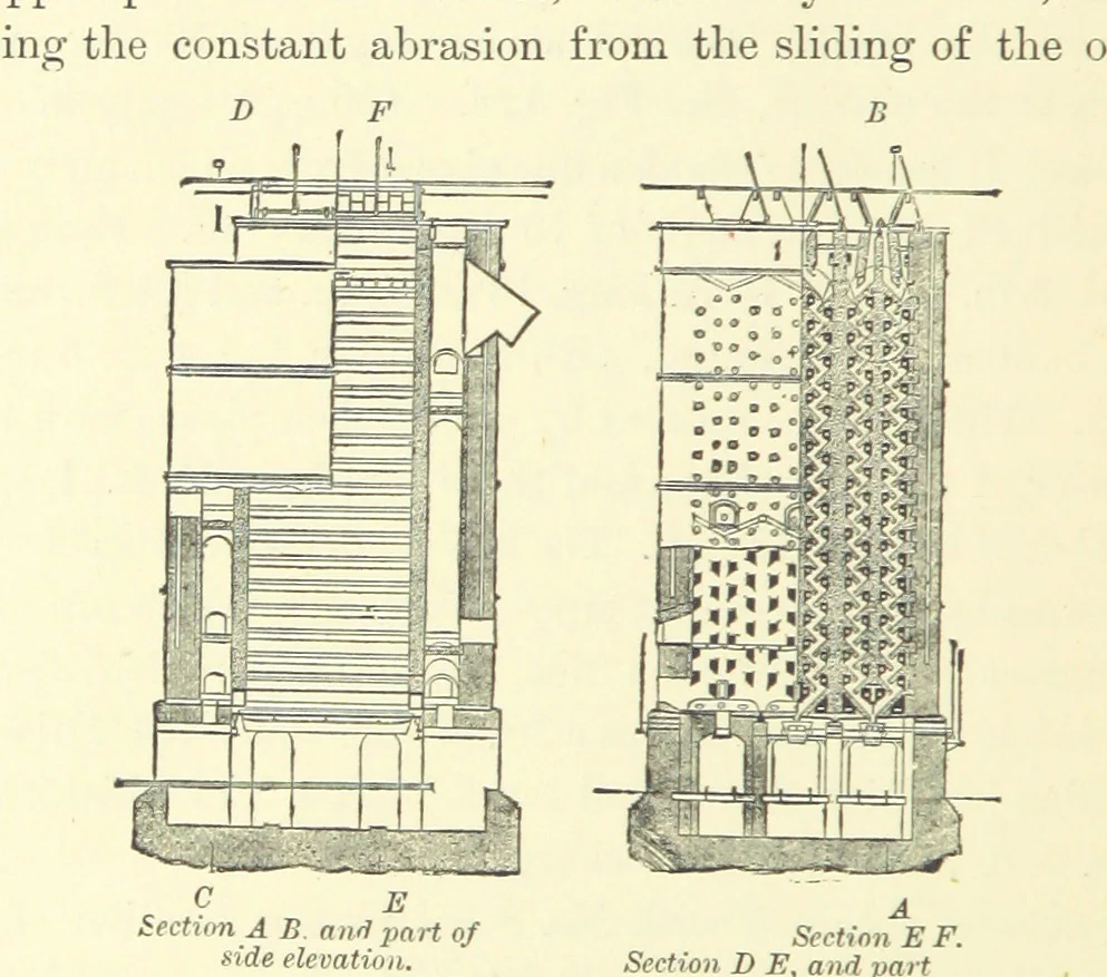An illustration from The Metallurgy of Silver, Gold, and Mercury in the United States, 1887, leaf 482