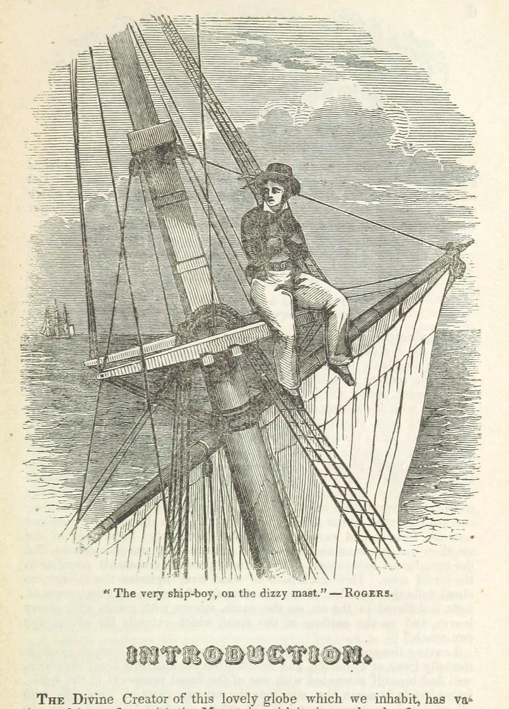 An illustration from Robinson Crusoe's own book; or, the voice of adventure from the civilized man cut off from his fellows ... and from the wanderer in strange seas and lands, etc, 1842, leaf 15
