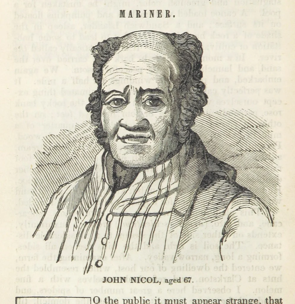 An illustration from Robinson Crusoe's own book; or, the voice of adventure from the civilized man cut off from his fellows ... and from the wanderer in strange seas and lands, etc, 1842, leaf 154