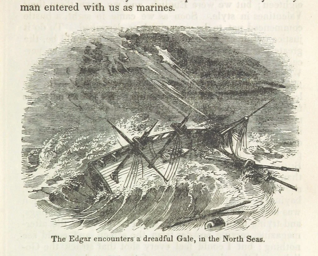 An illustration from Robinson Crusoe's own book; or, the voice of adventure from the civilized man cut off from his fellows ... and from the wanderer in strange seas and lands, etc, 1842, leaf 193
