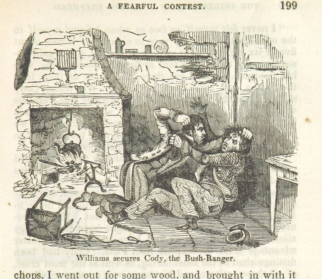 An illustration from Robinson Crusoe's own book; or, the voice of adventure from the civilized man cut off from his fellows ... and from the wanderer in strange seas and lands, etc, 1842, leaf 209