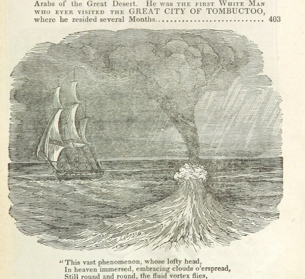 An illustration from Robinson Crusoe's own book; or, the voice of adventure from the civilized man cut off from his fellows ... and from the wanderer in strange seas and lands, etc, 1842, leaf 21