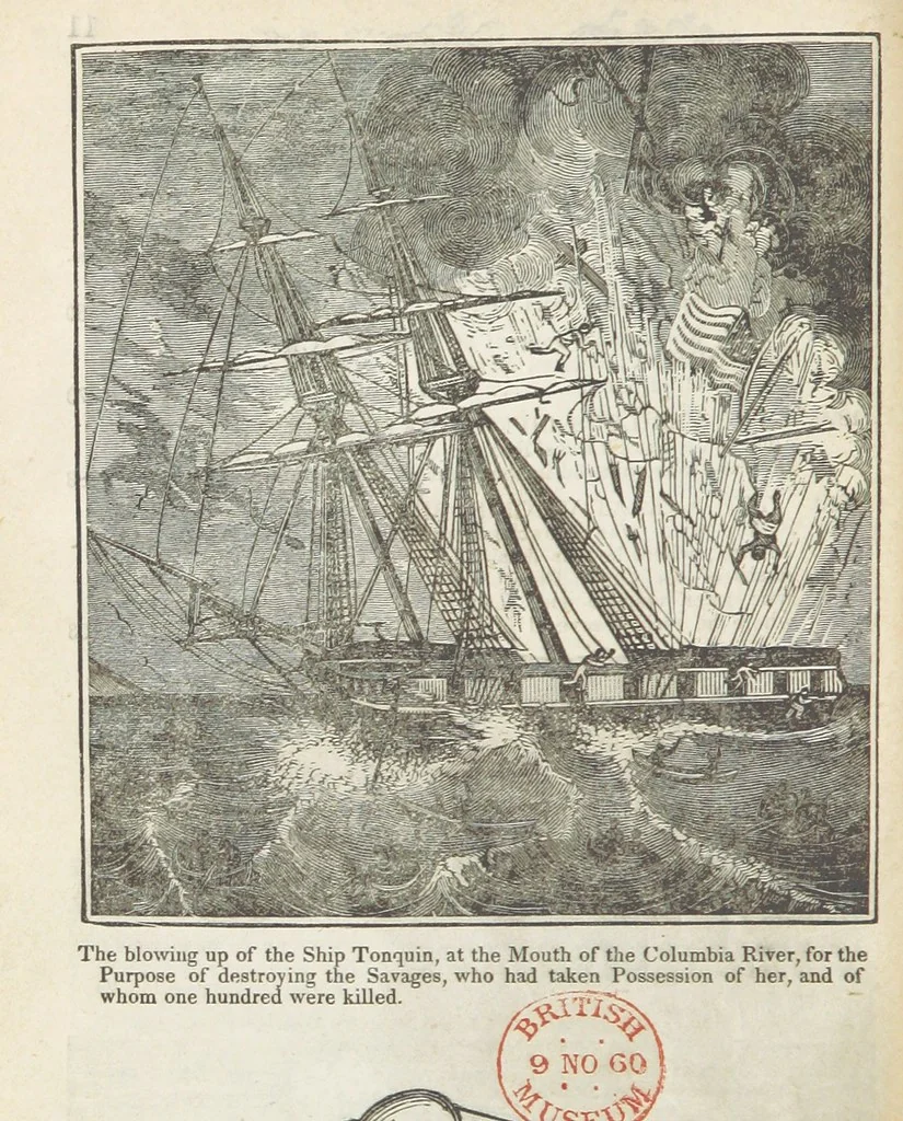 An illustration from Robinson Crusoe's own book; or, the voice of adventure from the civilized man cut off from his fellows ... and from the wanderer in strange seas and lands, etc, 1842, leaf 22