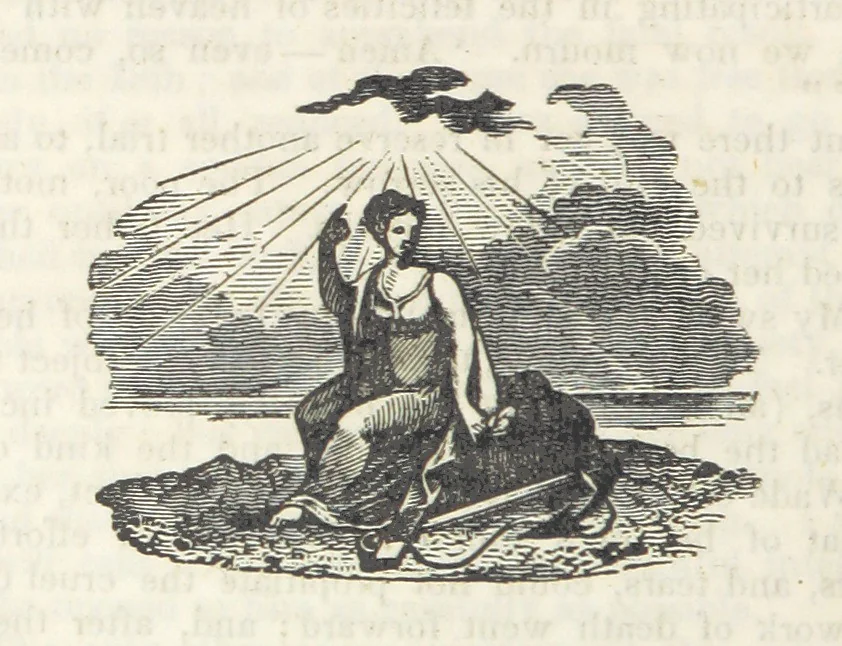 An illustration from Robinson Crusoe's own book; or, the voice of adventure from the civilized man cut off from his fellows ... and from the wanderer in strange seas and lands, etc, 1842, leaf 228