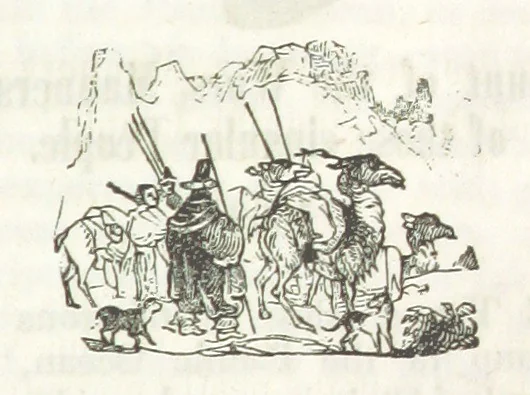An illustration from Robinson Crusoe's own book; or, the voice of adventure from the civilized man cut off from his fellows ... and from the wanderer in strange seas and lands, etc, 1842, leaf 247