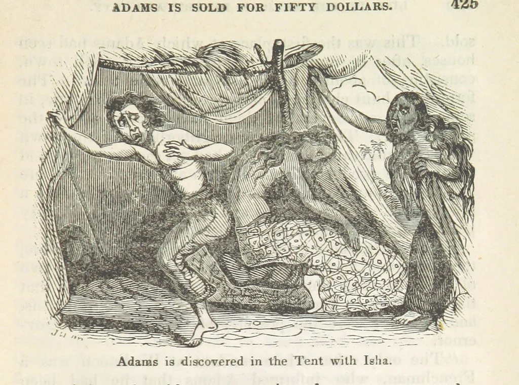 An illustration from Robinson Crusoe's own book; or, the voice of adventure from the civilized man cut off from his fellows ... and from the wanderer in strange seas and lands, etc, 1842, leaf 435