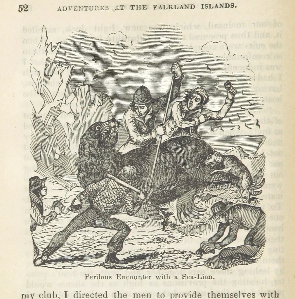 An illustration from Robinson Crusoe's own book; or, the voice of adventure from the civilized man cut off from his fellows ... and from the wanderer in strange seas and lands, etc, 1842, leaf 62